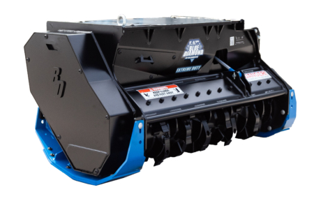 Excavator drum mulcher extreme duty front left angle view